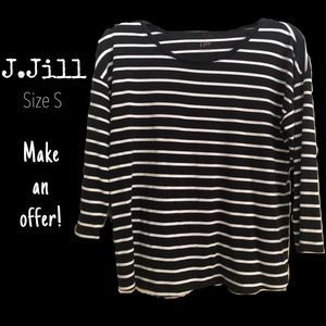 J.Jill 3/4 sleeve black and white striped top